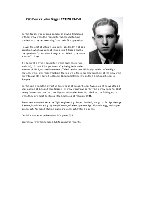 A preview of a PDF biography for Gigger, Derrick John